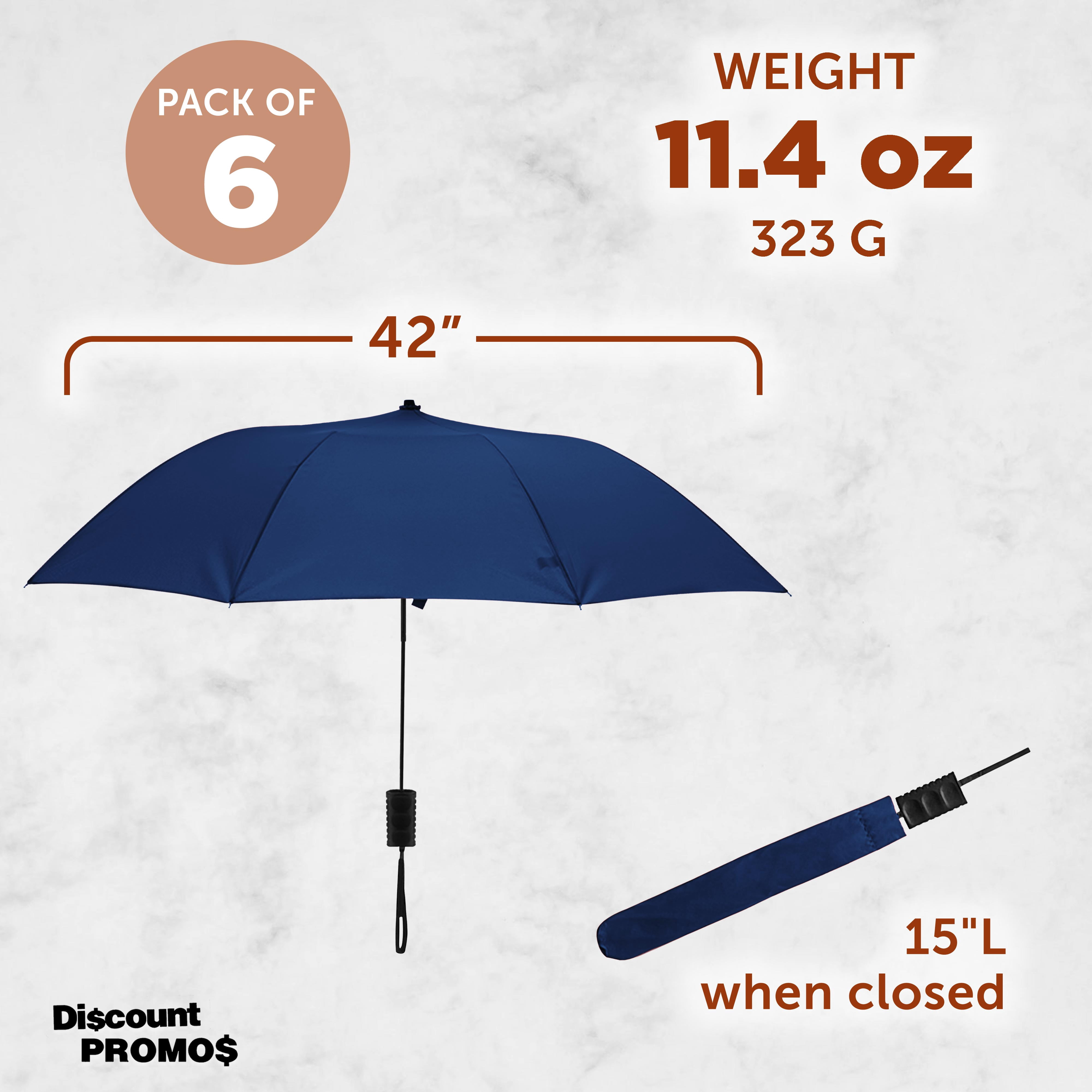 Compact Manual Folding Umbrellas Set of 12, Bulk Pack - Perfect for Travel, Promotional Events or Giveaways - Navy Blue
