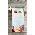 thumbnail image 3 of Ambesonne Ocean Quilted Bedspread Set 2 Pcs, Summertime Seaside Pearl, Twin Size, Red Beige Grey, 3 of 3