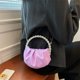 thumbnail image 2 of Bolso de bola de masa para mujer, bolso de nube fruncido, bolso de noche, bolso brillante, cartera de moda, bolso de hombro con cadena, morado, 15*6,5*10CM, 2 of 5