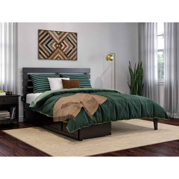 AFI Oxford 14" Queen Wood Platform Bed Frame with Set of 2 Storage Drawers, Espresso
