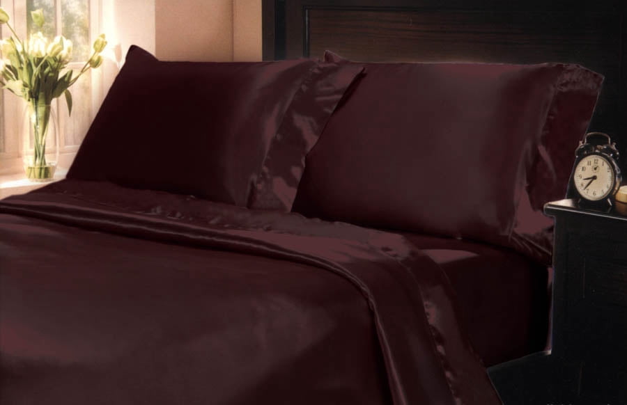Poly Satin Bed Sheet Pillowcase Set 
