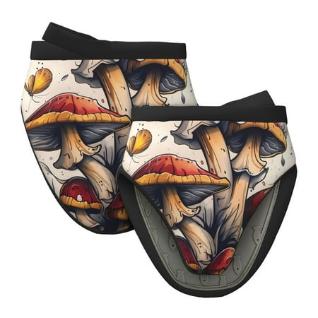 

Vsdgher Cute Forest Mushrooms Non-Slip Mini Oven Mitt Set Short Oven Mitts for Baking Grilling Barbecue Microwave 5.9 x5.9 in