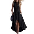 thumbnail image 2 of Women's Solid Color Sleeveless Lapel Zipper Jumpsuit Long Skirt Casual Fashion, 2 of 7