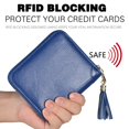 thumbnail image 4 of Easyoulife Tarjetero para mujer con tarjetero de piel con cremallera y bloqueo RFID (azul oscuro), 4 of 5