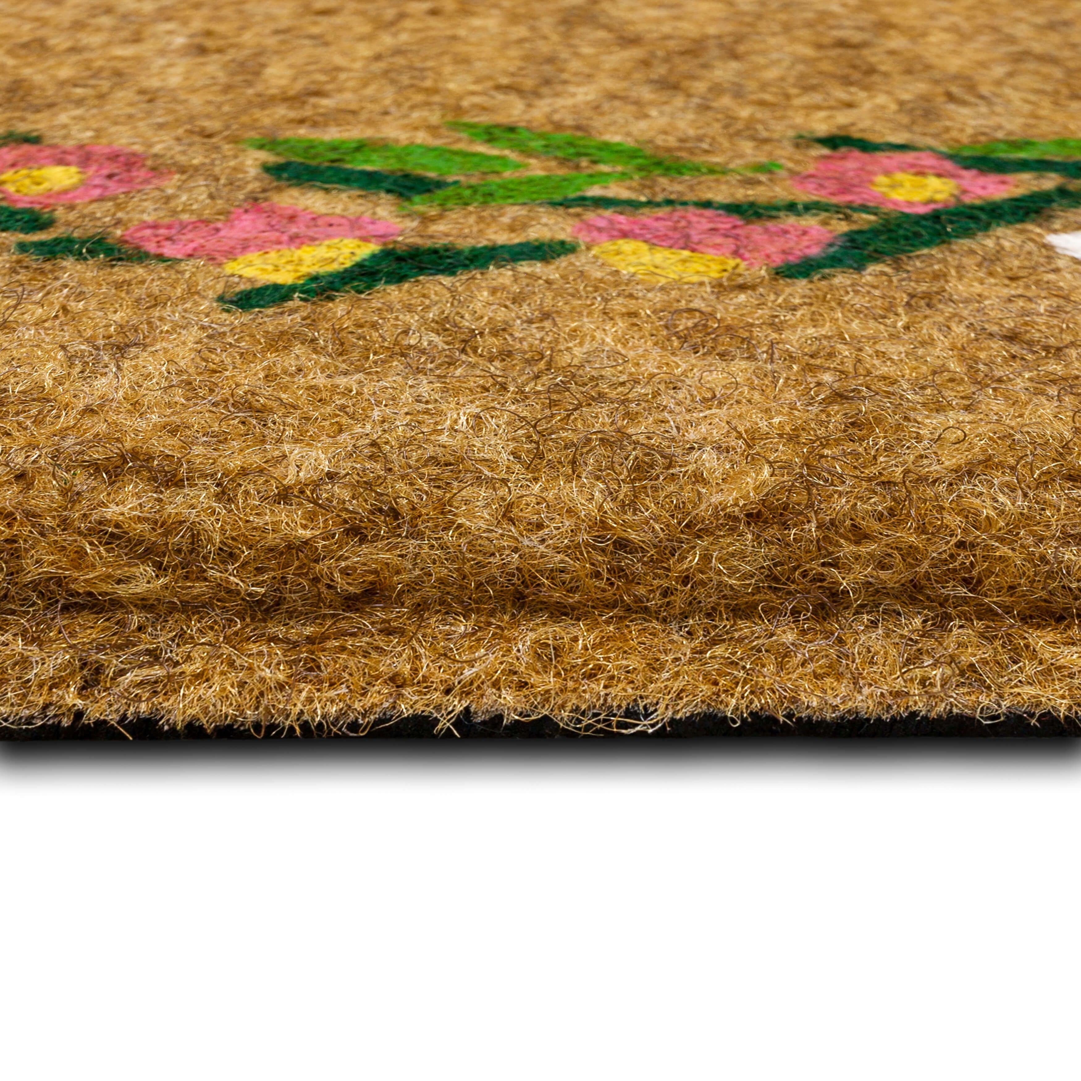 Floral Touch Grass All Weather Moisture Absorbent Low Pile Doormat, Tan, 18" x 30"