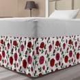 thumbnail image 1 of Flowers Bed Skirt, Floral Theme Romantic Illustration Along Pink Roses on Plain Background, Elastic Bedskirt Dust Ruffle Wrap Around for Bedding Decor, 4 Sizes, Green and Dark Pink, by Ambesonne, 1 of 2