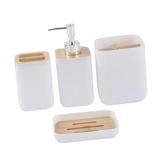 yotijay 4 Pieces Bathroom Accessories Gift Bathroom Organizer for Restroom Household 010 white