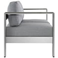 thumbnail image 3 of Modern Contemporary Urban Design Outdoor Patio Balcony Loveseat Sofa, Grey Gray, Metal Aluminum, 3 of 4