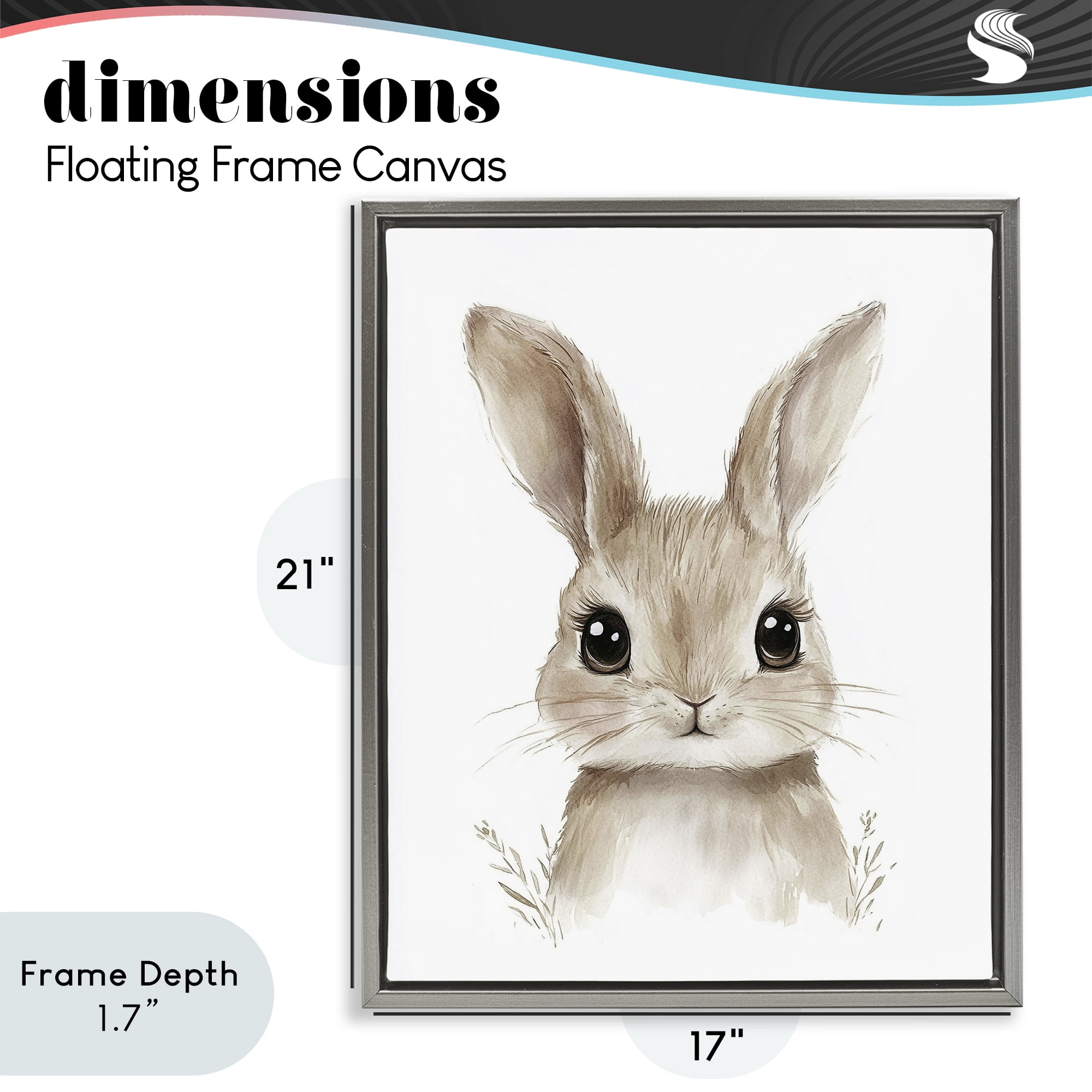 Stupell Industries Nursery Babies Bunny Gray Framed Floater Canvas Wall Art, design by Ramona Murdock