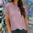 thumbnail image 4 of TKLPEHG Short Sleeve Shirts for Women Crew Neck Basic Short Sleeve Tshirt Casual Lightweight Loose Short Sleeve T Shirt Fashion Comfy Summer Clothes Solid Color Blouses (Purple,XXL), 4 of 7