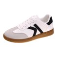 thumbnail image 5 of Rokment Womens Retro Color Block Low Top Walking Shoes Casual Suede Leather Patchwork Lace up Fashion Sneakers Outdoor Athletic Tennis Flat, 5 of 6