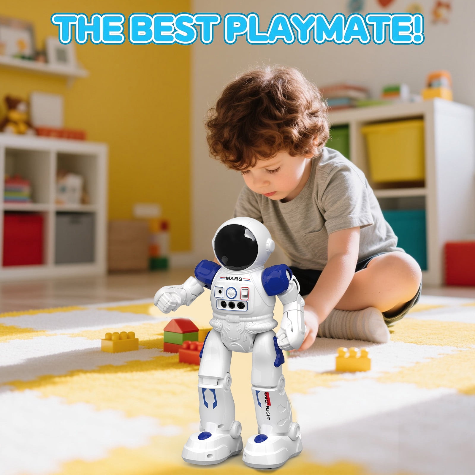 Lvelia RC Robot Toy for Kids,Gesture & Sensing Programmable Interactive Remote Control Singing Dancing Rechargeable Smart Robot with Auto-Demon, Birthday Gift for 3+ Years Old Boys Girls