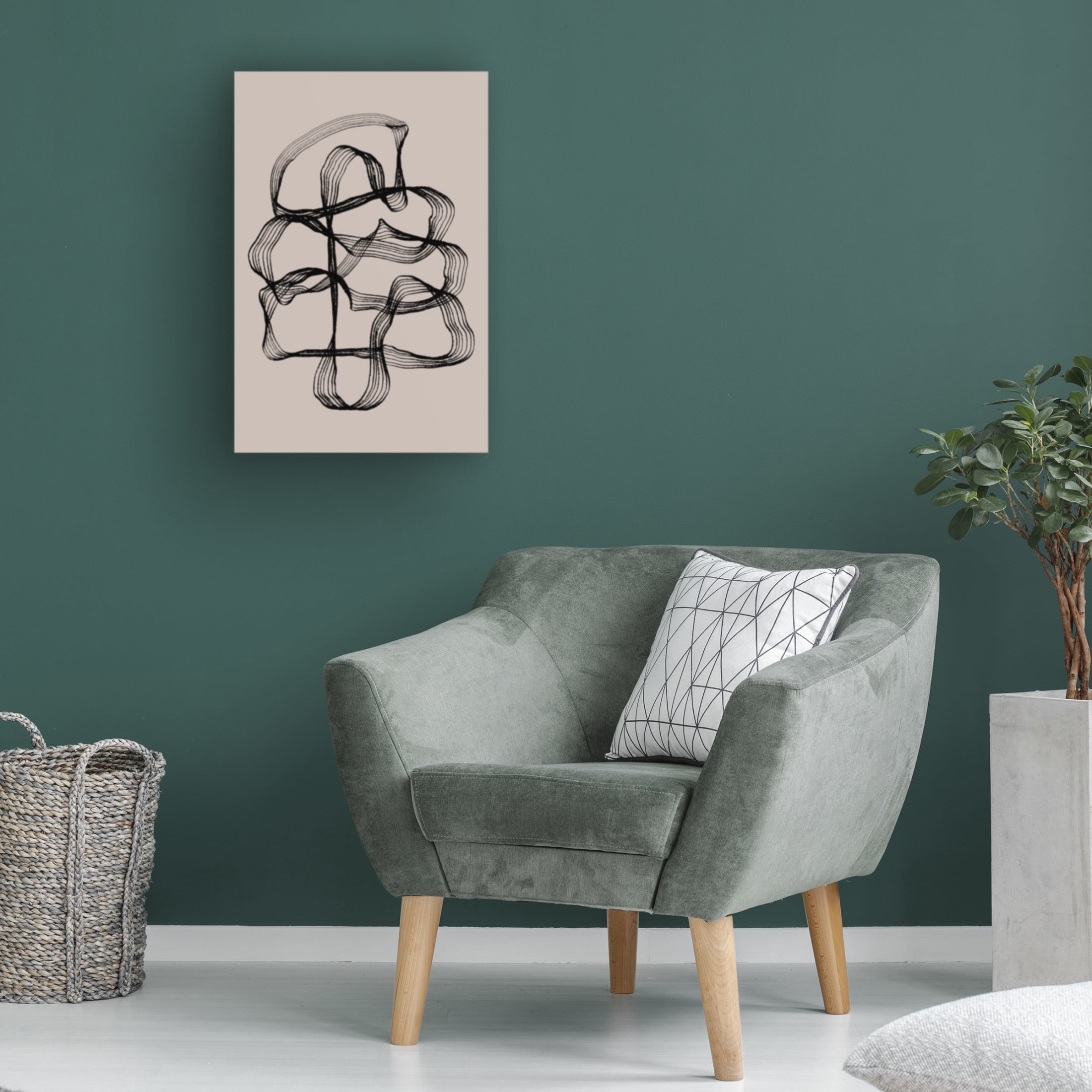 Canvas Wall Art - Treechild 'Ink Black and Beige' Wall Art for Living Room, Bedroom, or Office D?cor by Trademark Fine Art - 30 x 47 Inches