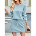 thumbnail image 2 of Women'S 2 Piece Lounge Sets Autumn Matching Outfits Long Sleeve Top and Skirt Loungewear Light Blue S, 2 of 8