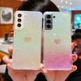 thumbnail image 2 of for Samsung Galaxy S21 FE 5G Case Holographic Iridescent, Gradient Bling Glitter Clear Women Phone Case with Camera Lens Cover Soft Shockproof Cute Heart S21 FE 5G Case 6.4" (Pink Heart), 2 of 6