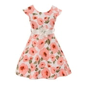 Big Girls Lovely Cap Sleeve Floral Birthday Party Graduation Flower Girl Dress Coral 10 (2J1K2S3)