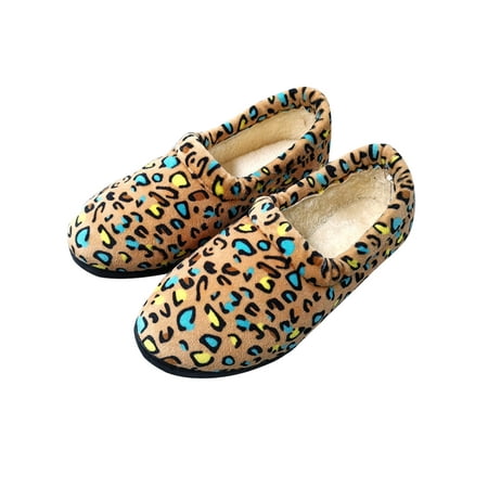

Avamo Women s Anti-Slip Home Shoe Cozy Indoor Lightweight Round Toe Loafer Slippers Brown Leopard Print 5.5