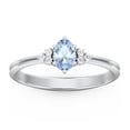 thumbnail image 2 of Birthstone Oval Ring with Shoulder Accents - Aquamarine (March), 2 of 5