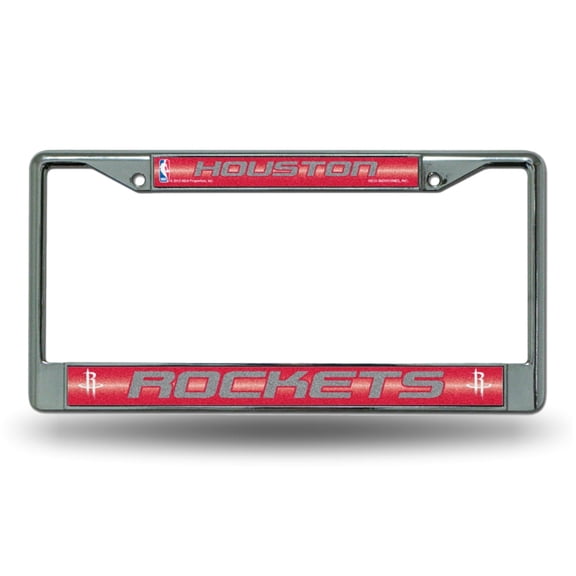 Houston Basketball Rockets Standard Size Chrome License Plate Frame - It Sparkles! - Let's Go!