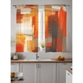 thumbnail image 4 of Sheer Curtains 63 Inch Length 2 Panels Set for Bedroom, Burnt Orange Brown Semi Sheer Curtains for Windows, Farmhouse Ombre Abstract Mottled Art Voile Window Treatments Rod Pocket Curtain, 4 of 7