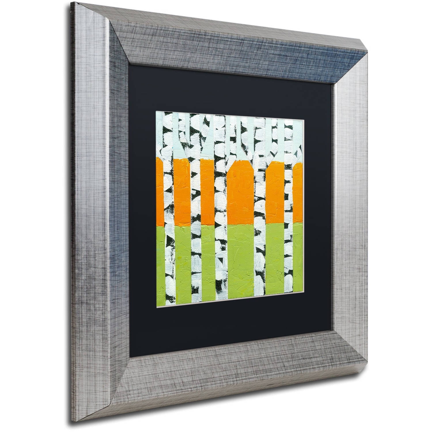 Trademark Fine Art "Seasonal Birches - Spring" Canvas Art by Michelle Calkins, Black Matte, Silver Frame