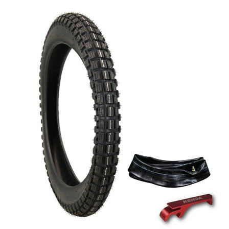 Kenda Small Block K262 3.00-17 Tube-Type (TT) Tire & TR-4 275/300-17 Tube for Small Street and Trail Bikes, Dirt Bikes, and Scooters - Durable Off-Road and On-Road Performance with Keychain