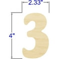 thumbnail image 2 of Pack of 1, 4 Inch x 1/8" Baltic Birch 3 Wood Numbers in The Goudy Font for Wood Craft Project, Children or Adult Art Work, Home and Holiday Décor and DIY Fun, Made in USA, 2 of 2