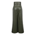 thumbnail image 5 of DHFJKG High Waist Wide Leg Pants For Women Fashion Trousers Metallic Glossy Night Out Comfortable Belted Trendy Trousers, 5 of 8