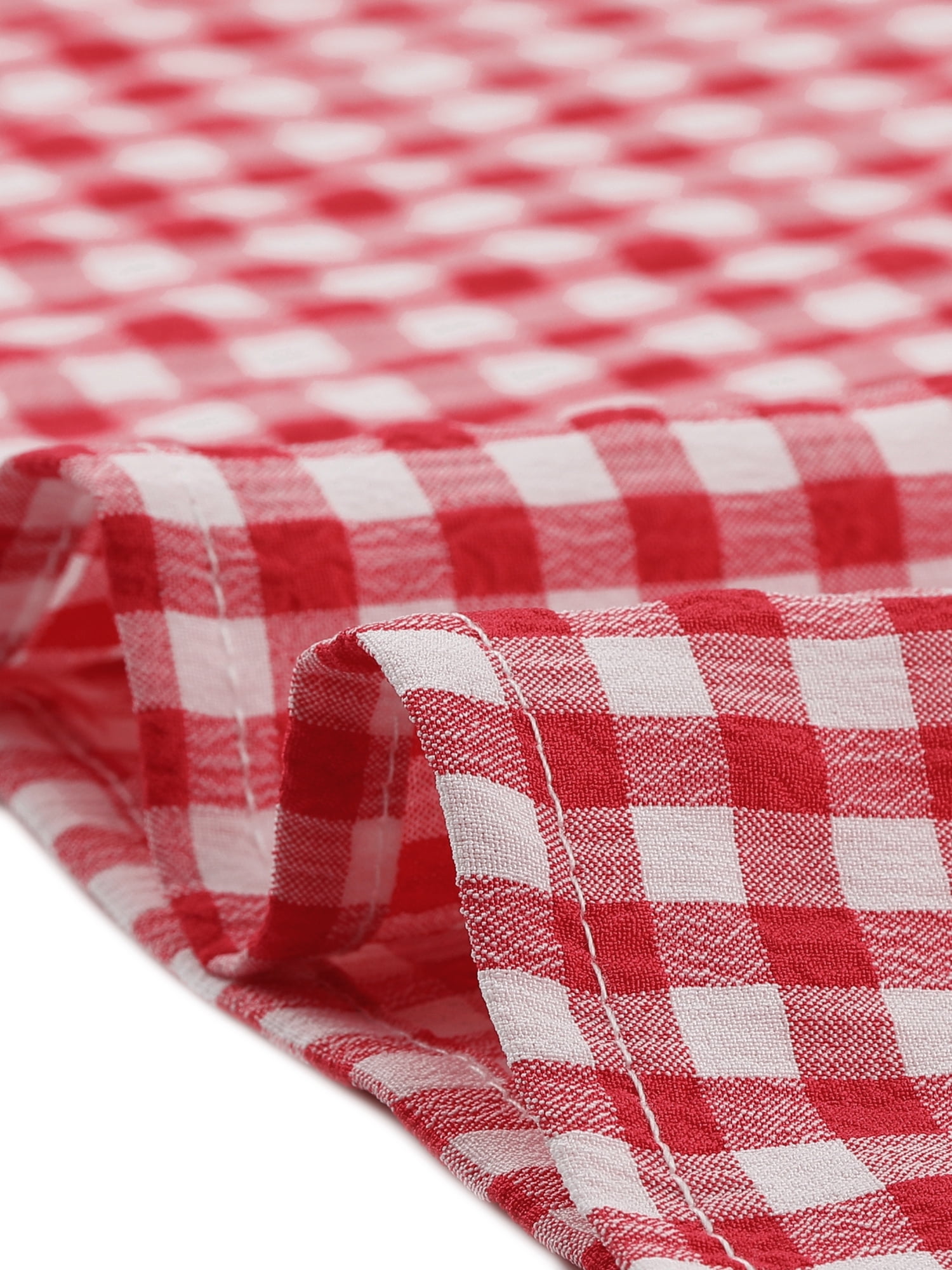 DARING DIVA Women's Summer Square Neck Gingham Cap Sleeves Blouses XL Red