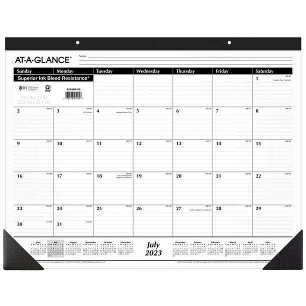 ATAGLANCE Academic Monthly Desk Pad, 21.75 in x 17 in, White, July