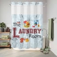 thumbnail image 6 of No Hook Shower Curtain with Built-in Rings - Laundry Room Washable Waterproof Fabric Bathroom Curtains for Hotel,Rentals, 60 X 72 Inch Long , Blue Floral Texture, 6 of 9