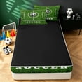 thumbnail image 4 of meiyoeat Minimalist Soccer Zipper Twin Comforter Sets with Fitted Sheet and 2 Pillowcases for Boys, Field Ball Sport Zipper Bedding Set, Green, Black Reversible, 4 Pieces, 4 of 7