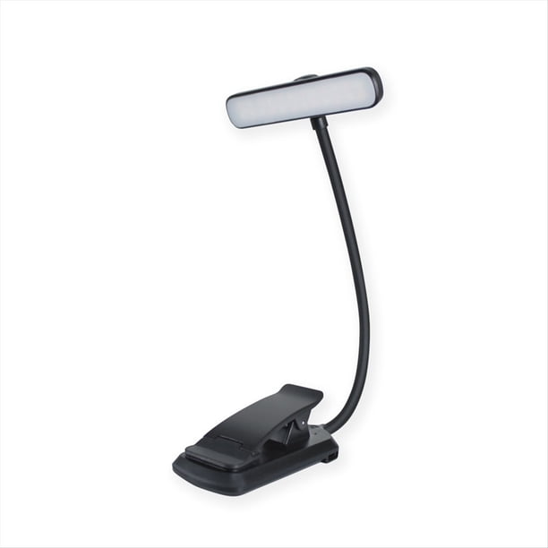 Lámpara de Lectura Recargable con Clip, 24 Luces LED para Leer en la Cama por la Noche, 3 Temperaturas de Color, Color Negro.