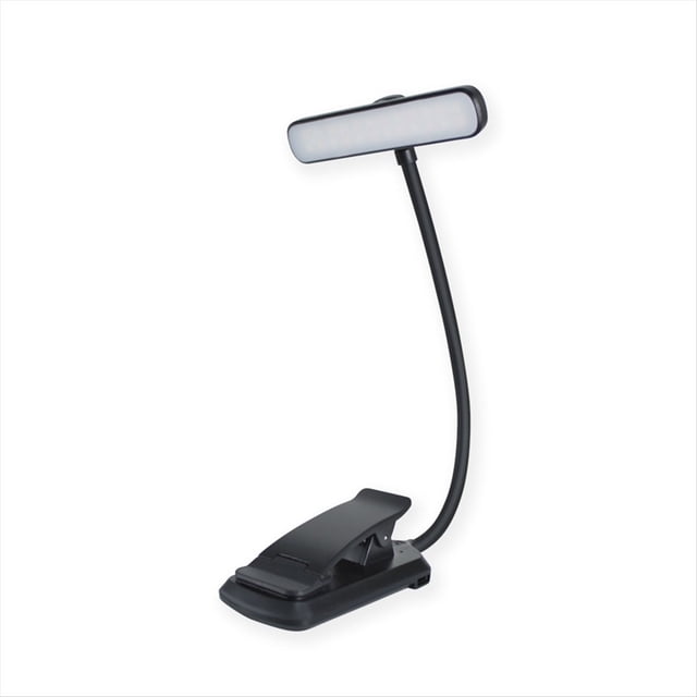 Lámpara de Lectura Recargable con Clip, 24 Luces LED para Leer en la Cama por la Noche, 3 Temperaturas de Color, Color Negro.