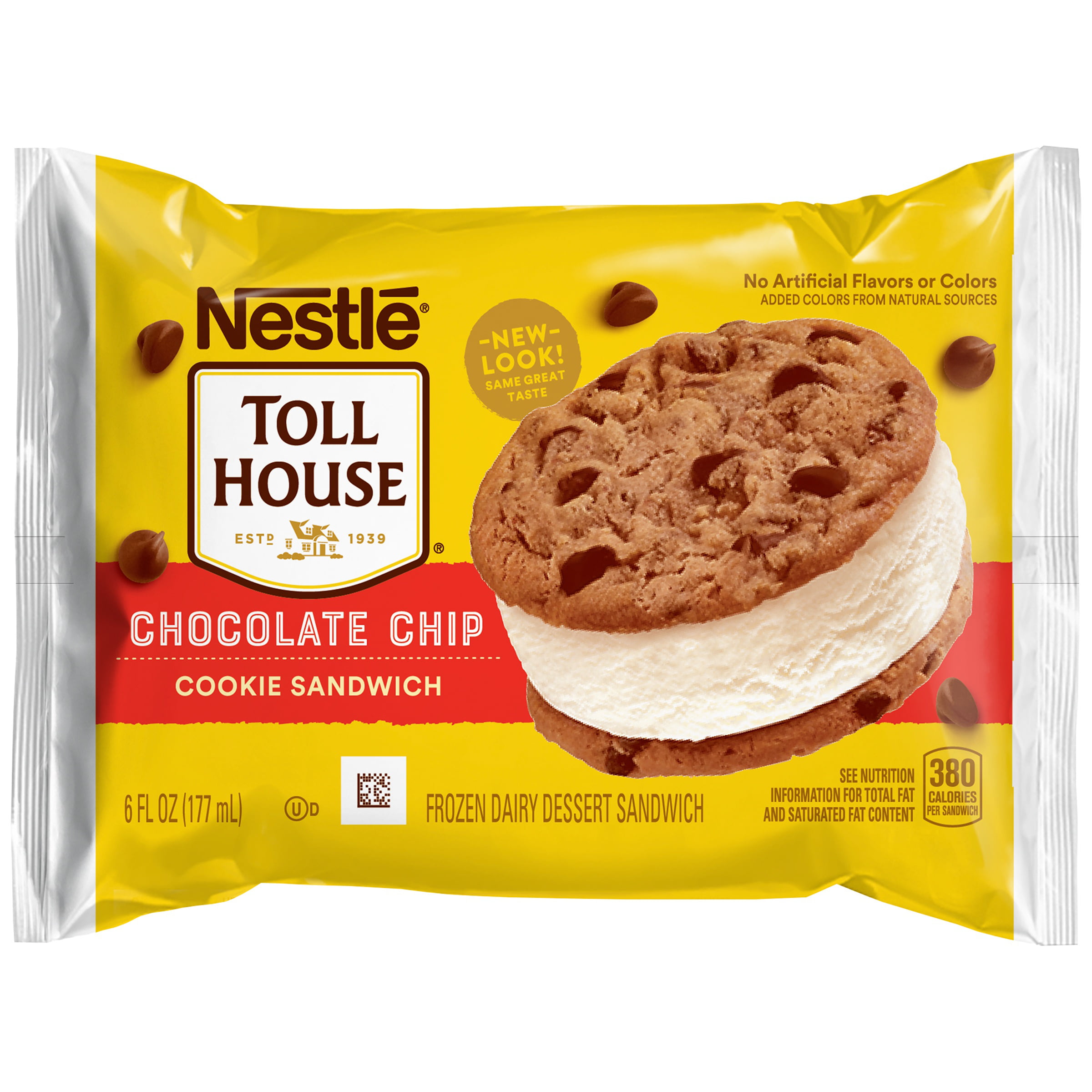 Nestle toll house vanilla chocolate chip cookie ice cream sandwiches Nestle Toll House Chocolate Chip Cookie Sandwich 6 Fl Oz Pack Walmart Com Walmart Com