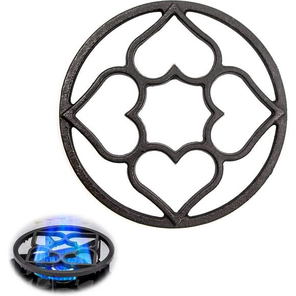 Anneau Support Plaque Cuisson Gaz - 19cm Universel Plaques Plat Grille en Fer avec 8 Fentes de Fixation dans Le Fond pour Cafetière Petit Pot Cuisine Fonte Fritures Four à Café Wok
