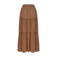 thumbnail image 5 of Homenesgenics Skirt for Women Fall Fashion Women Casual Comfort Elastic Waist Tie Pocket Ankle Skirt Brown XL, 5 of 7