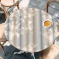 thumbnail image 4 of Round Table Cover 36-44 Inch Brown Gray Striped Waterproof Reusable Table Cloth Round Fitted Vinyl Tablecloth with Elastic Edged for Parties Outdoors, Modern Boho Stripes Minimalist, 4 of 9