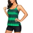 thumbnail image 2 of Coloody Maillots de Bain pour Femmes Haut de Maillot de Bain à Blocs de Couleur Tankini Rayé Maillots de Bain avec Shorts, 2 of 3