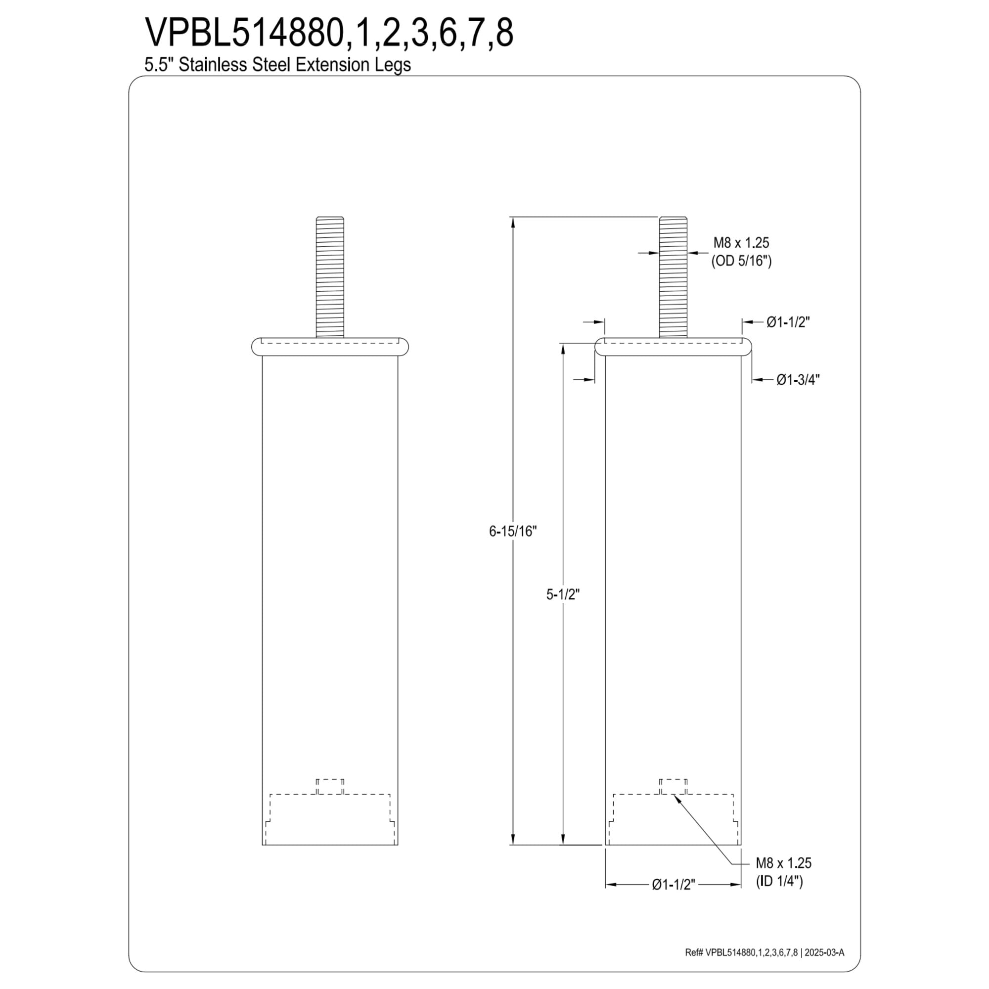Kingston Brass VPBL514883 Imperial Extension Leg in Antique Brass
