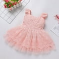 thumbnail image 6 of IBTOM CASTLE Infant Baby Girls Boho Lace Tutu Dress Flutter Sleeve Smocked Casual Birthday Party Summer Holiday Photo Shoot Sundress 12-18 Months Pink, 6 of 8