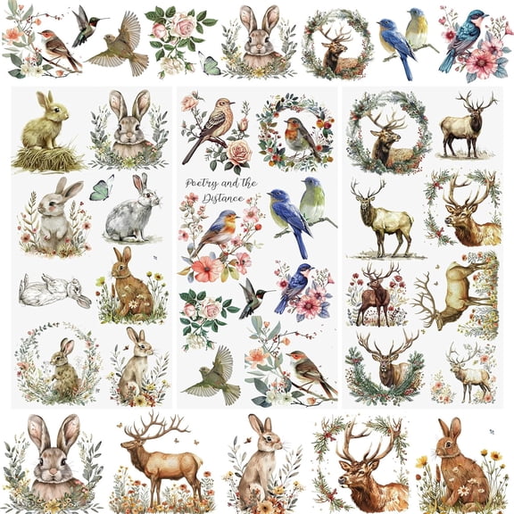 3 Sheets Rub On Transfer Sticker, Animals Theme Stickers Waterproof Transfer Decals for DIY Scrapbooking Photo Albums Furniture,5.9 * 11.8in