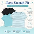 thumbnail image 6 of Btween Active Girls T-Shirts 3 Pack – Short Sleeve Ribbed Crewneck Tees, Soft Stretch Casual Everyday Tops for Girls, 6 of 7