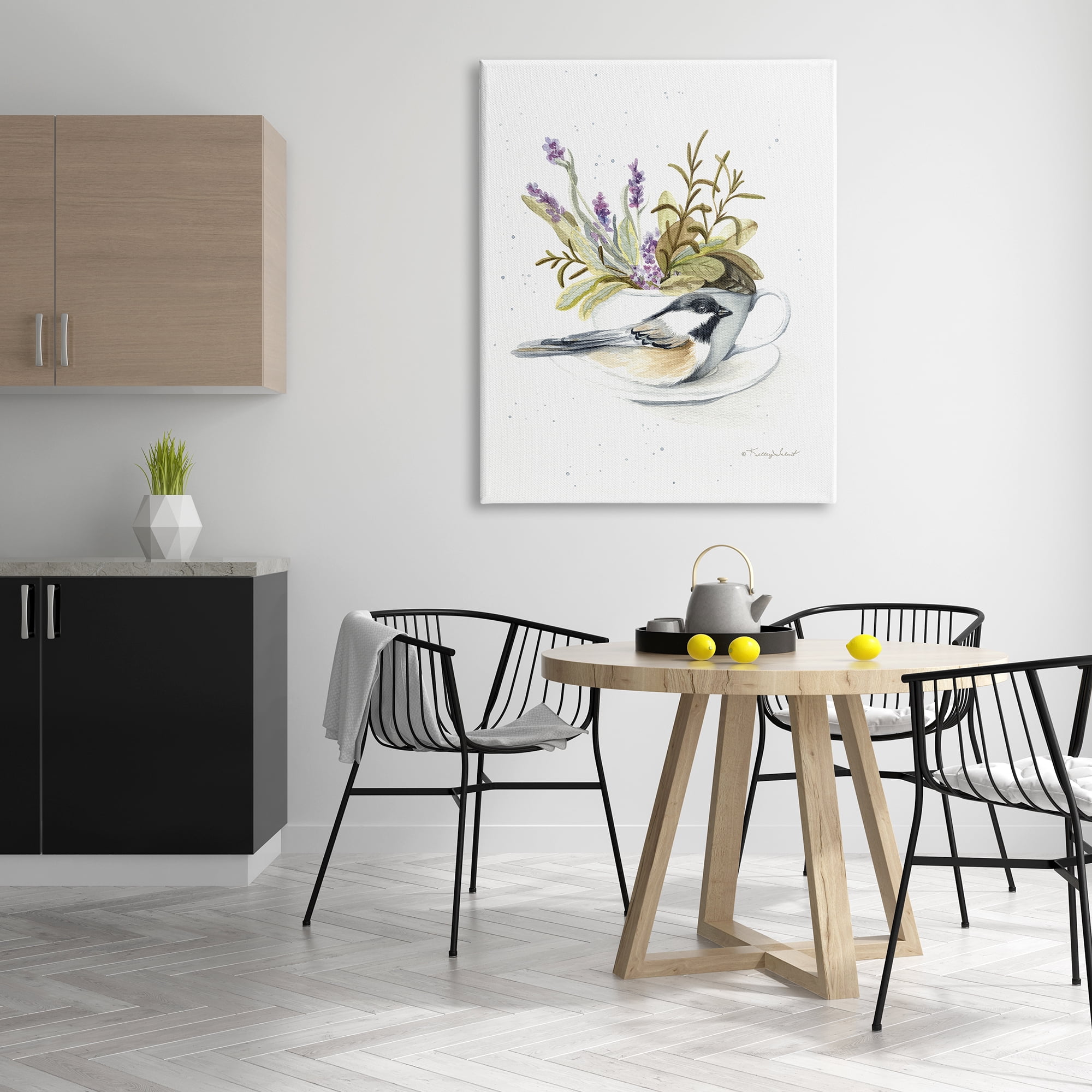 Stupell Industries Bird & Floral Teacup Animals & Insects Painting Gallery Wrapped Canvas Print Wall Art, 36 x 48