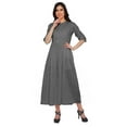 thumbnail image 2 of Moomaya Chinese Dresses For Women Solid Cotton Slub Roll Up Sleeve Long Dress, 2 of 5