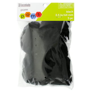 2.5 Inch Black Large Craft Pom Poms 15 Pieces