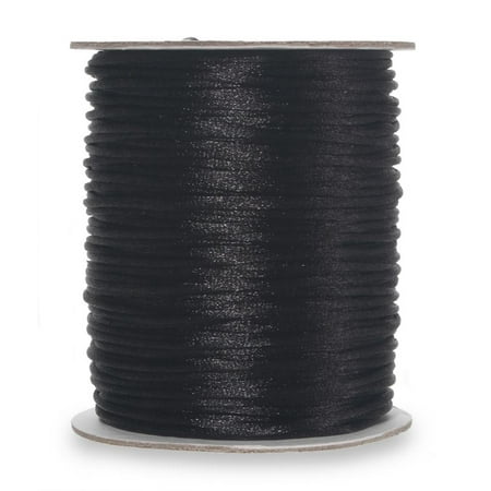 Satin Cord - Rattail Cord: Black Satin, 2mm