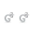 thumbnail image 3 of Initial Letter G Stud Earrings Cubic Zirconia 925 Sterling Silver 6.5mm, 3 of 6