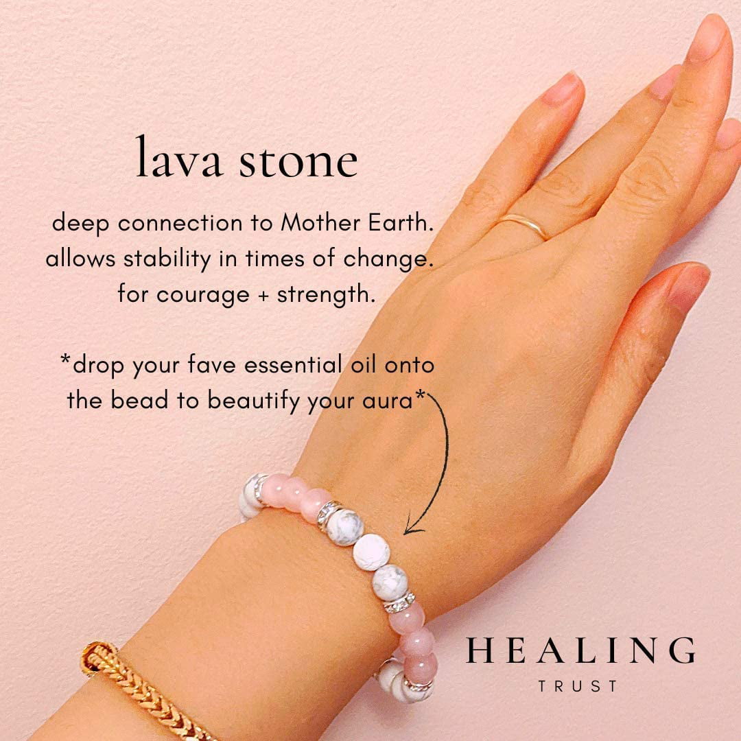 Lava Rock and Rose Quartz Crystal 8mm Stone Healing Bracelet - Earth And  Soul