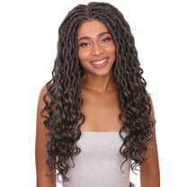 LUXLUXE Women Andrea 22 Inch Long 4X4 Hand Tied Lace Braid Braided Wig, Beauty Heat Resistant Fiber, (Charcoal Grey)